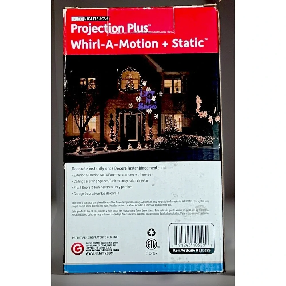 LED LIGHT SHOW Christmas PROJECTION PLUS WHIRL-A-MOTION+STATIC (Let It Snow)